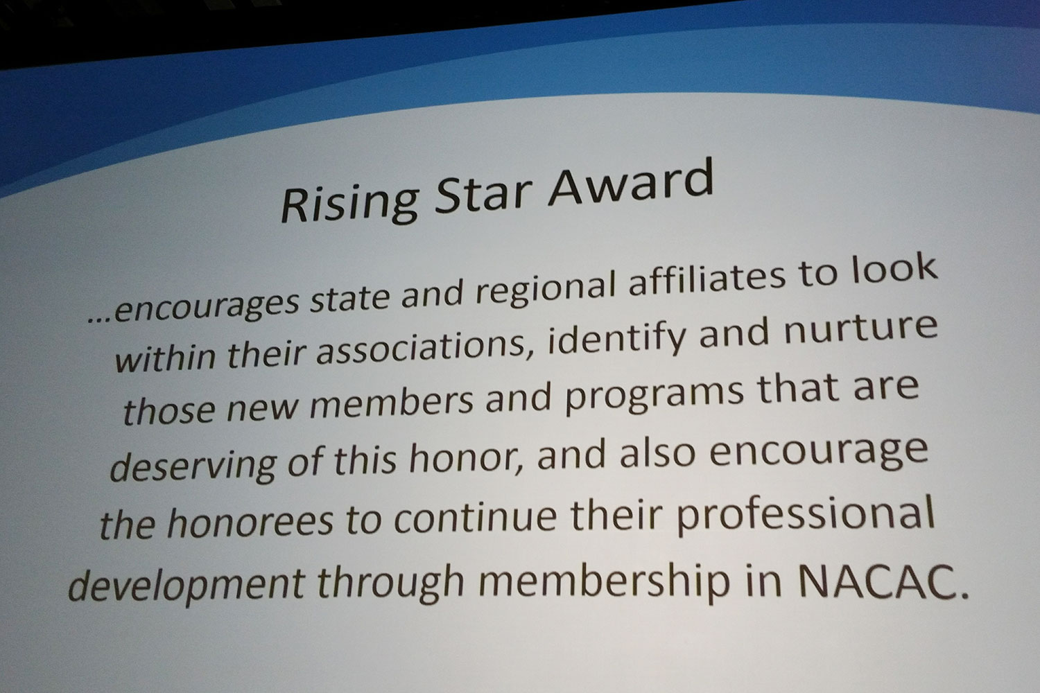 NACAC Rising Star Award for IACAC's Sharing the Dream